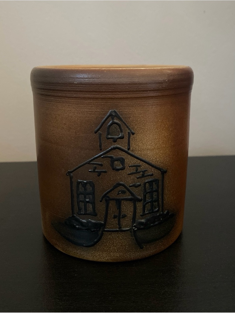 Maple City Pottery Small Crock School / 2002 / 4.5” Tall Made In Monmouth IL.